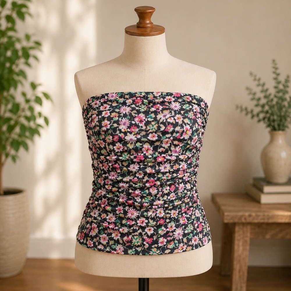 NWT AFRM Ruched Mesh Womens‎ Large Black Floral Bodycon L L/G